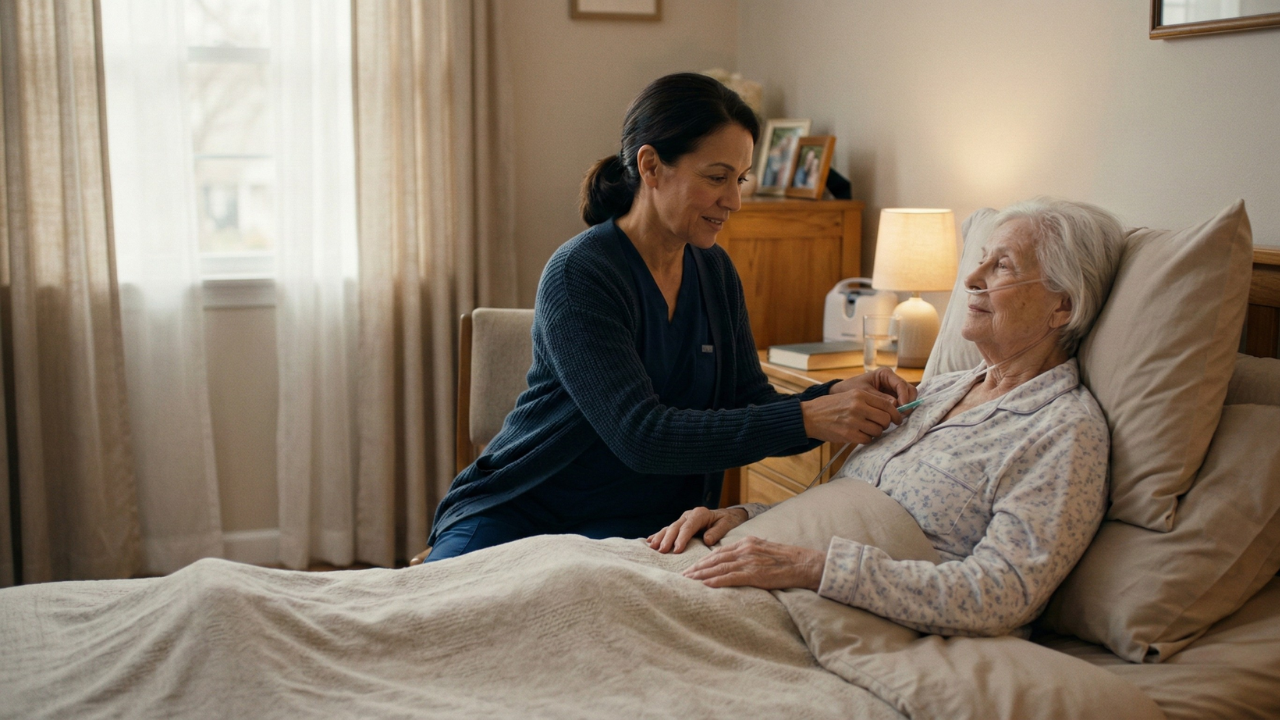 Family gathered in a calm home environment discussing care
