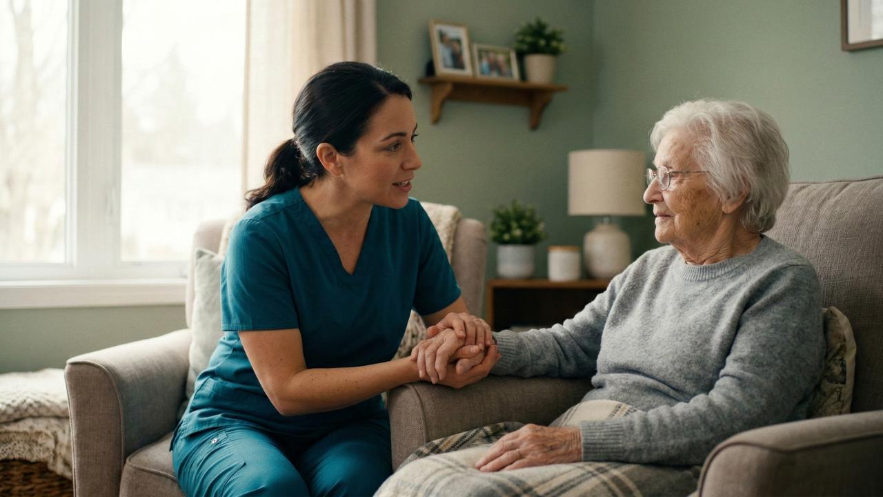 Hospice team member providing compassionate support in home setting