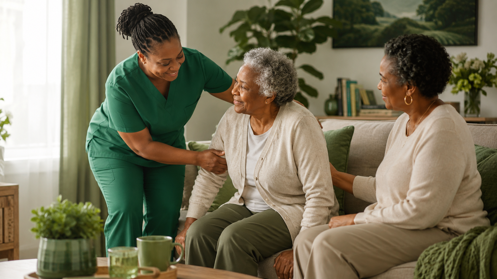 Hospice certified nursing assistant supporting an older adult at home, representing hospice CNA jobs and hands-on comfort care