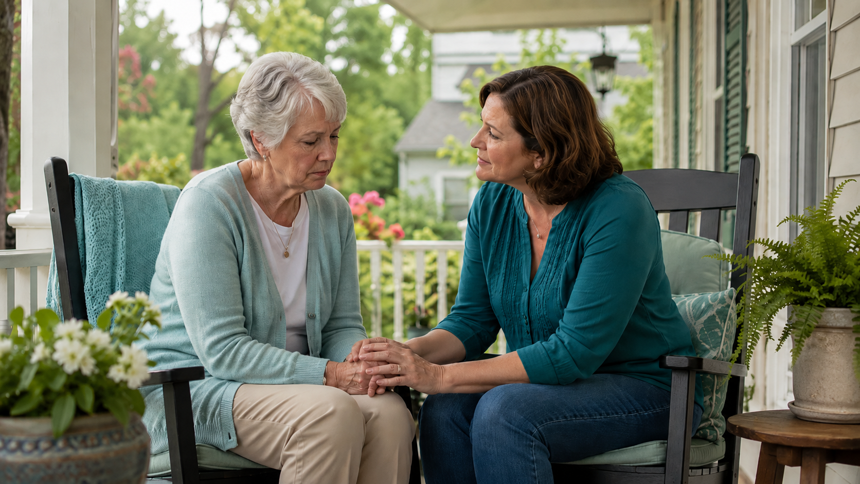 A person comforting someone who is grieving, representing compassionate words and bereavement support